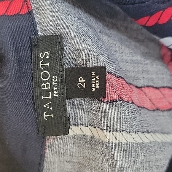Talbots Nautical Rope Plaid Stripe Sleeveless Shirt Dress Size 2P - Picture 10 of 11